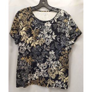 Womens XL Floral Paisley Short Sleeve Shirt-H1